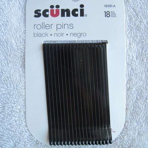 18 Scunci Black Roller Pins Flat Wide Metal Bobby Slides Styling Curl Hair Pin